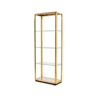 Solmet Italian Mid Century Four Shelf Brass Frame Etagere Bookshelf