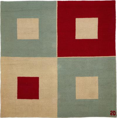 Sonia Delaunay Carr rouge Carr blanc Hand knotted Wool Rug