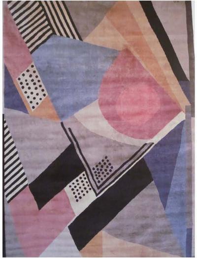 Sonia Delaunay French Mid Century Modern Cubist Art Deco 1930 Carpet by Sonia Delaunay