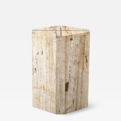 Sophisticated Mid Century Modernist Crosslight Illuminating Travertine Pedestal