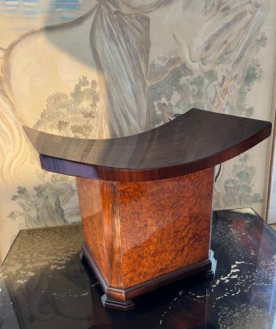 Soubrier Maison Soubrier superb art deco modernist makassar and ambonia burl stool
