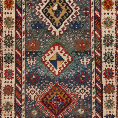 South Caucasian wool wheel of life long rug