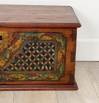 Southeast Asian Carved and Painted Document Box 19th century