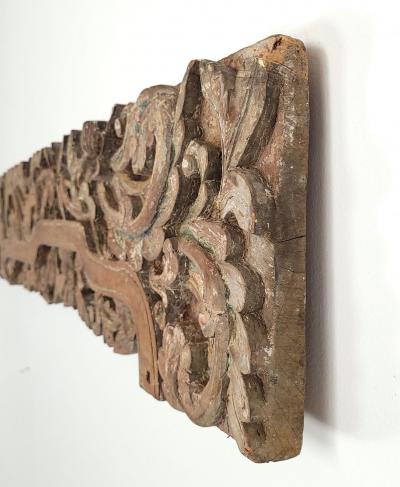 Southeast Asian Hardwood Carved Lintel 19th century or earlier