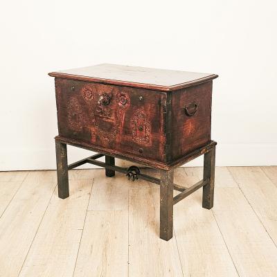 Southeast Asian Teak Merchants Trunk 19th century or earlier