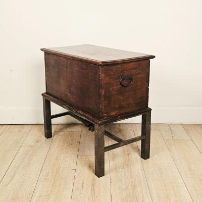 Southeast Asian Teak Merchants Trunk 19th century or earlier
