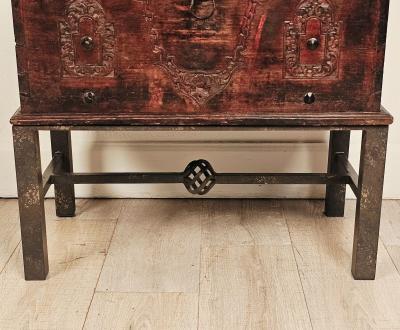 Southeast Asian Teak Merchants Trunk 19th century or earlier