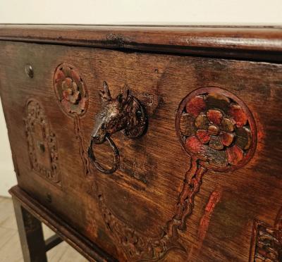 Southeast Asian Teak Merchants Trunk 19th century or earlier
