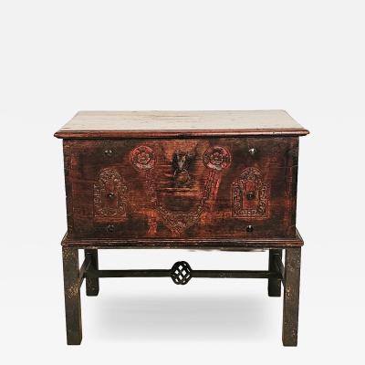 Southeast Asian Teak Merchants Trunk 19th century or earlier