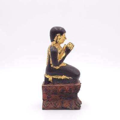 Southeast Asian Wood Carving of Monk at Prayer circa 1890