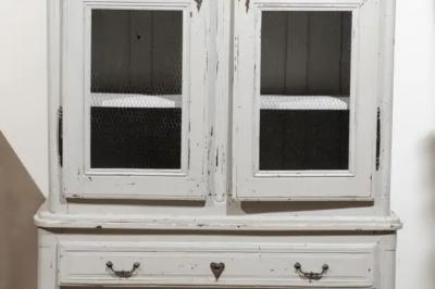 Southwestern French 1760s Louis XV Buffet Deux Corps with Chicken Wire Doors