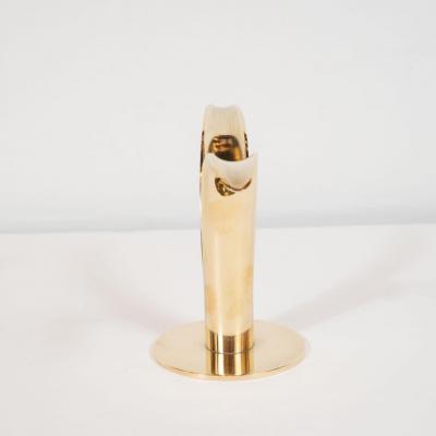 Sowe Konst Pair of Mid Century Modern Polished Brass Lily Candleholders by Konst of Sweden