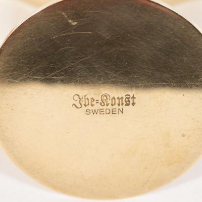 Sowe Konst Pair of Mid Century Modern Polished Brass Lily Candleholders by Konst of Sweden