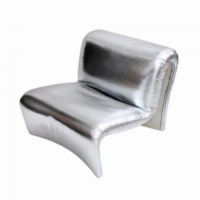 Space Age Moscheni Fiberglass And Silver Vinyl Fabric Italian 1970s Lounge Chair