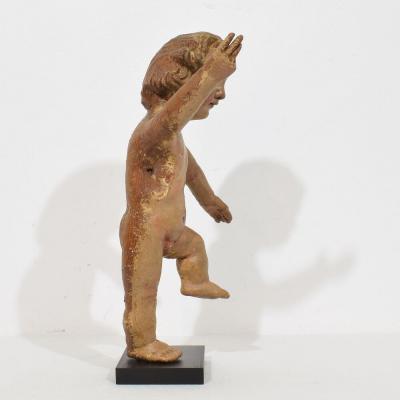 Spanish 17th 18th Century Hand Carved Wooden Baroque Angel