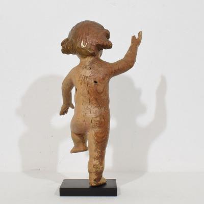 Spanish 17th 18th Century Hand Carved Wooden Baroque Angel