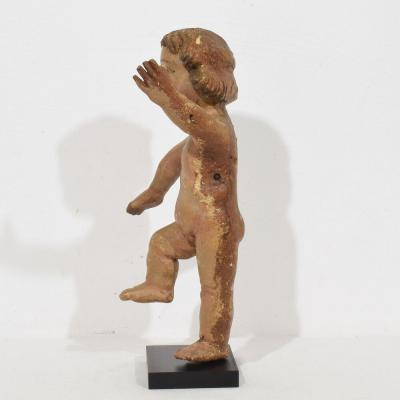 Spanish 17th 18th Century Hand Carved Wooden Baroque Angel