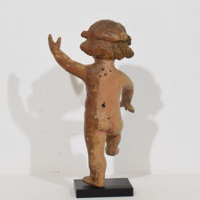 Spanish 17th 18th Century Hand Carved Wooden Baroque Angel