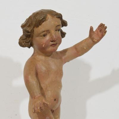 Spanish 17th 18th Century Hand Carved Wooden Baroque Angel