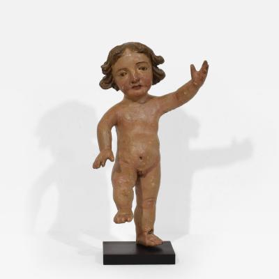 Spanish 17th 18th Century Hand Carved Wooden Baroque Angel