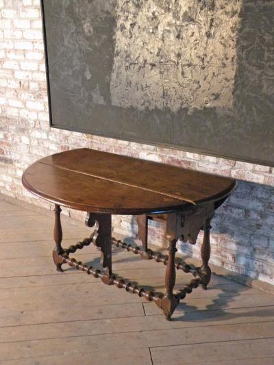 Spanish 17th Century Walnut and inlaid Drop Leaf Table