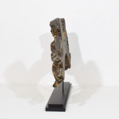 Spanish 18th Century Carved Wooden Baroque Angel Fragment