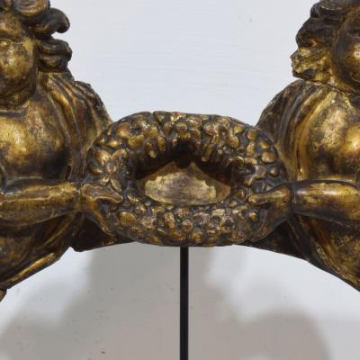 Spanish 18th Century Carved Wooden Baroque Angel Fragment