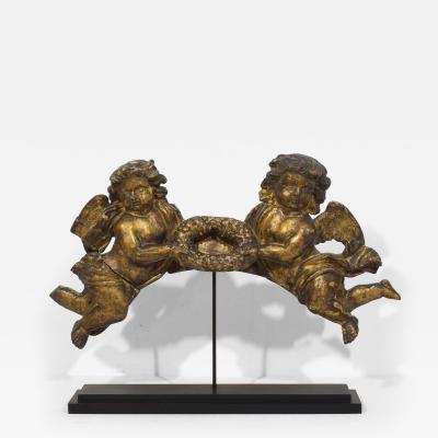 Spanish 18th Century Carved Wooden Baroque Angel Fragment