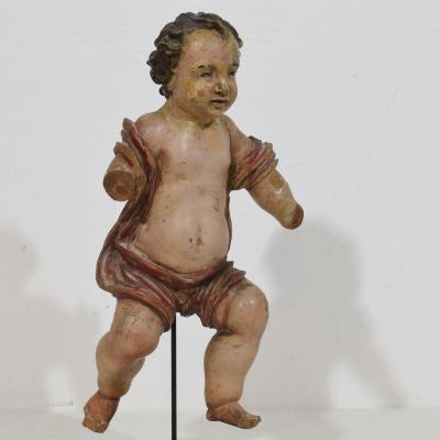 Spanish 18th Century Hand Carved Wooden Baroque Angel