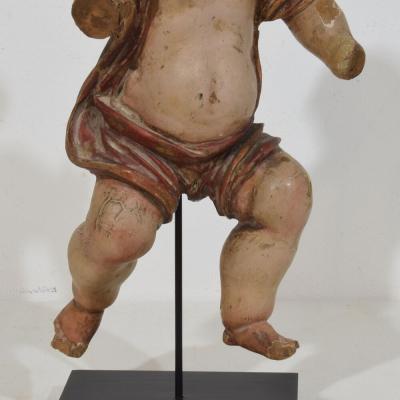 Spanish 18th Century Hand Carved Wooden Baroque Angel