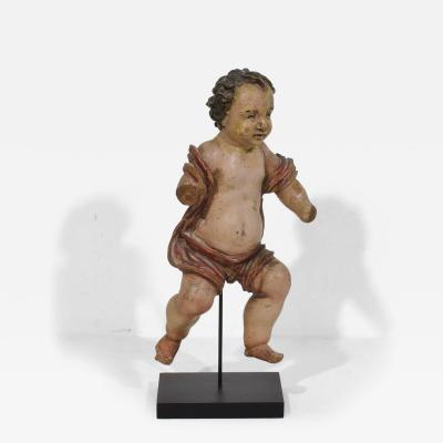 Spanish 18th Century Hand Carved Wooden Baroque Angel