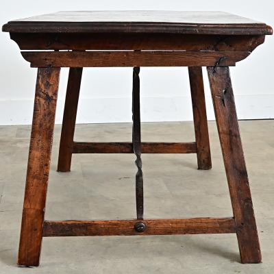 Spanish 18th Century Single Plank Top Walnut Iron Table