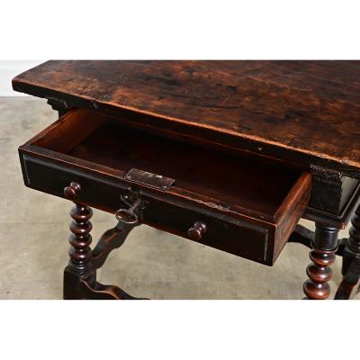 Spanish 18th Century Solid Carved Chestnut Table