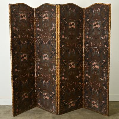 Spanish 19th Century Leather Folding Screen