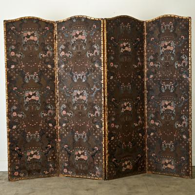 Spanish 19th Century Leather Folding Screen