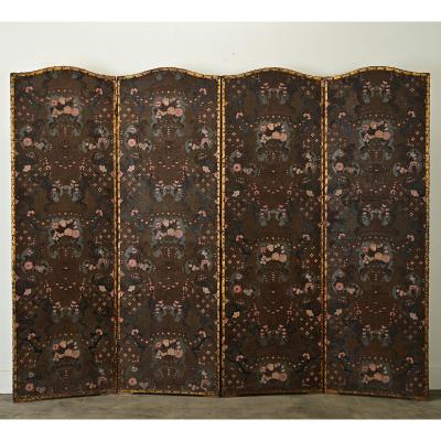 Spanish 19th Century Leather Folding Screen