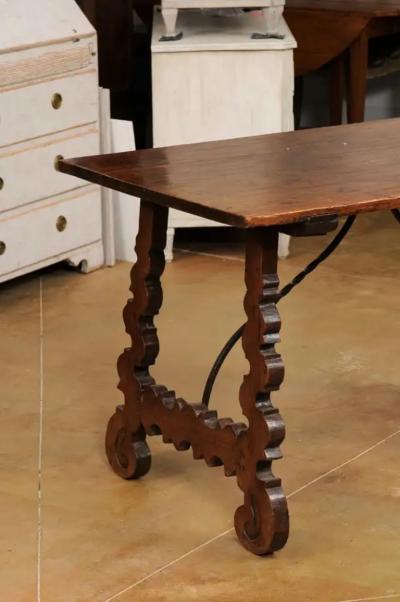 Spanish Baroque Style 19th Century Walnut Fratino Table with Lyre Shaped Base