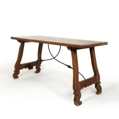 Spanish Baroque Style Chestnut Trestle Table Circa 1850