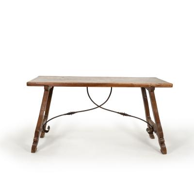 Spanish Baroque Style Chestnut Trestle Table Circa 1850