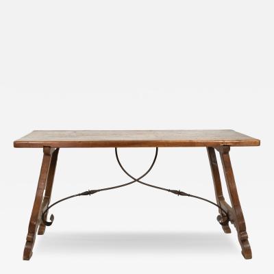 Spanish Baroque Style Chestnut Trestle Table Circa 1850