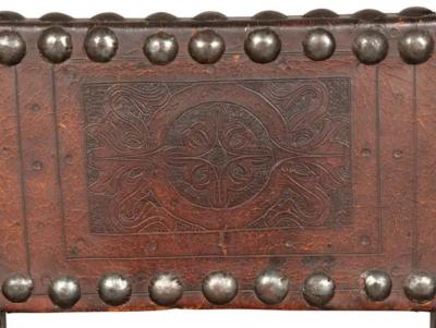 Spanish Baroque Style Walnut And Leather Armchair