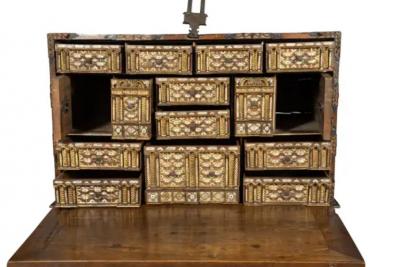 Spanish Baroque Walnut And Giltwood Vargueno