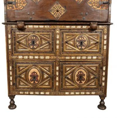 Spanish Baroque Walnut And Giltwood Vargueno
