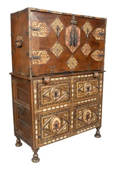 Spanish Baroque Walnut And Giltwood Vargueno