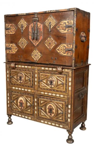 Spanish Baroque Walnut And Giltwood Vargueno