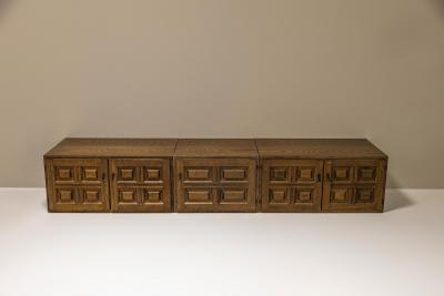 Spanish Brutalist Lowboard in Oak 1970s