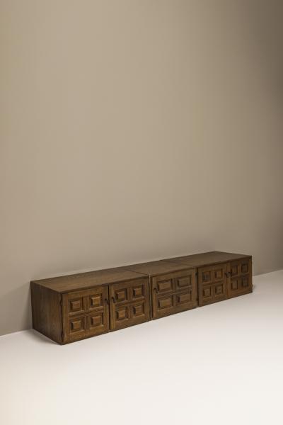 Spanish Brutalist Lowboard in Oak 1970s