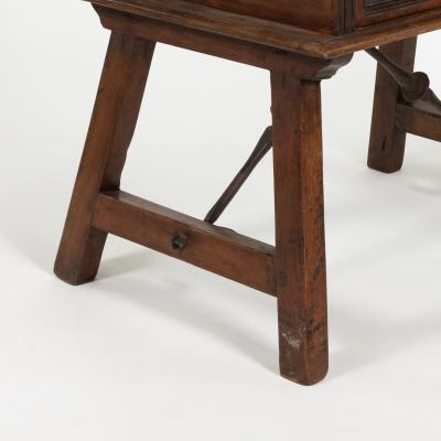 Spanish Chestnut Low Table With Single Panel Drawer On Trestle Base circa 1800