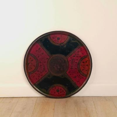 Spanish Colonial Painted Tray on Later Stand