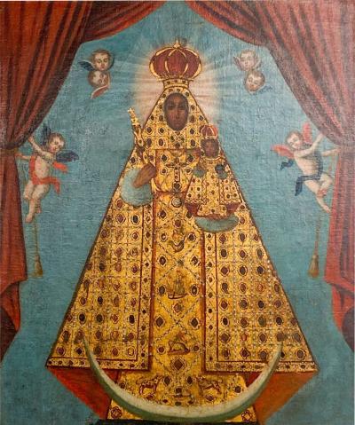 Spanish Colonial Painting of Our Lady of Solitude probably circa 1900 Mexico